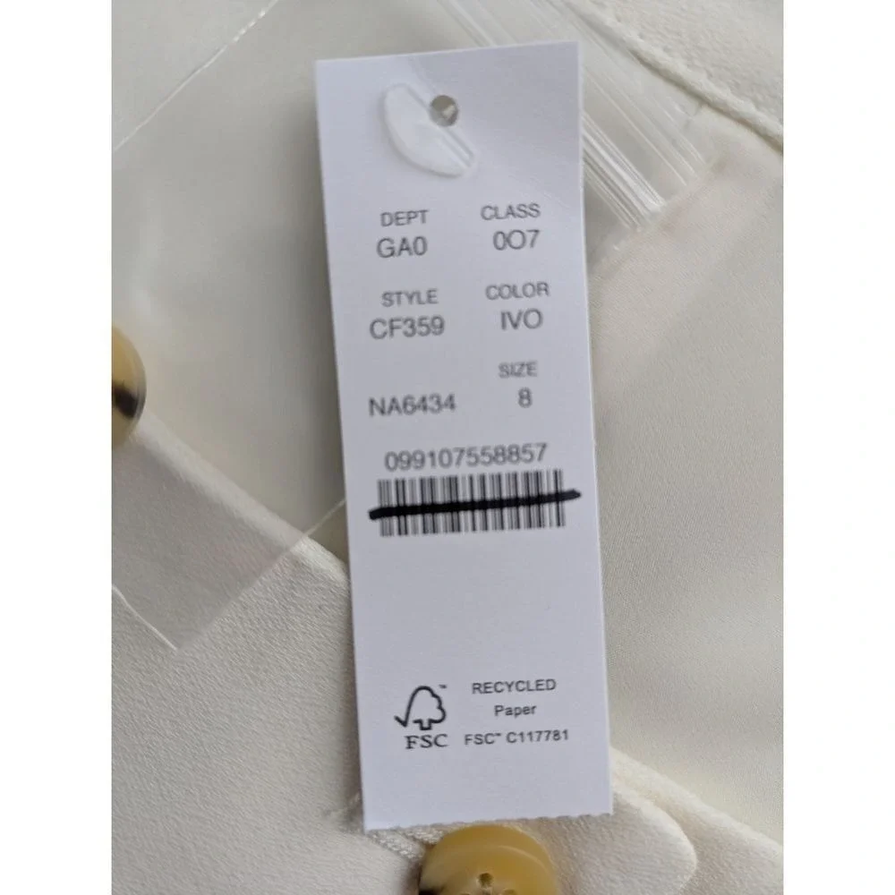 J. Crew Maia Scoop Neck Vest in Crepe Size 8 Ivory NWT $98 CF359